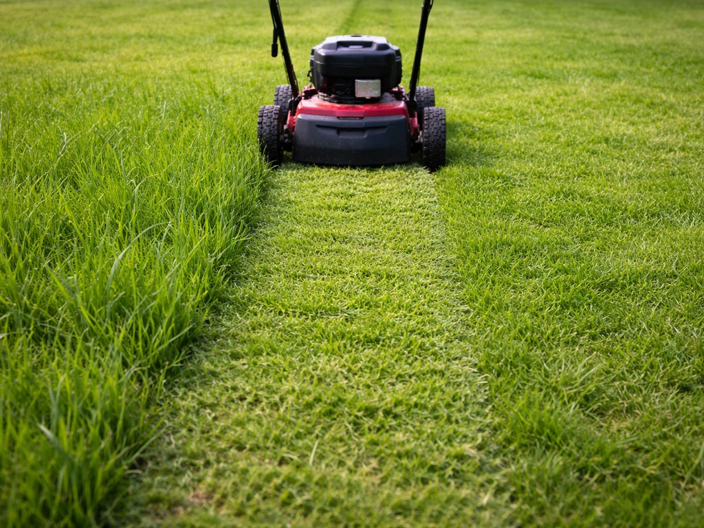 Grasmaaier maait weidegras tot ca. 5–7 cm met duidelijk maaispoor en korter gras.