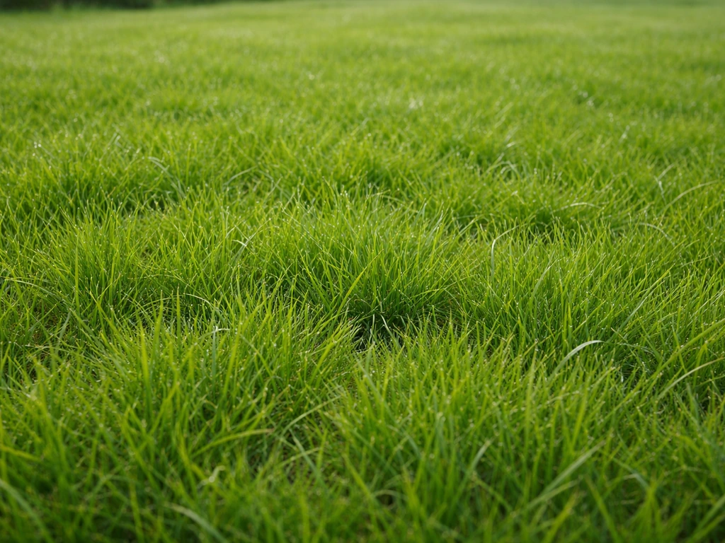 Gezond Nederlands gazon met dichte, groeiende grasmat in natuurlijk licht, close overzicht van gazongroei.