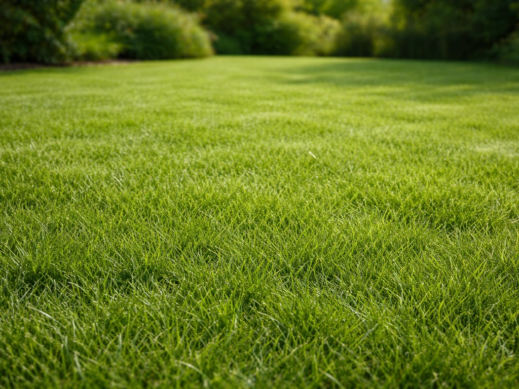 Gelijkmatig, veerkrachtig gazon dat een mengsel van grassoorten suggereert in natuurlijk licht